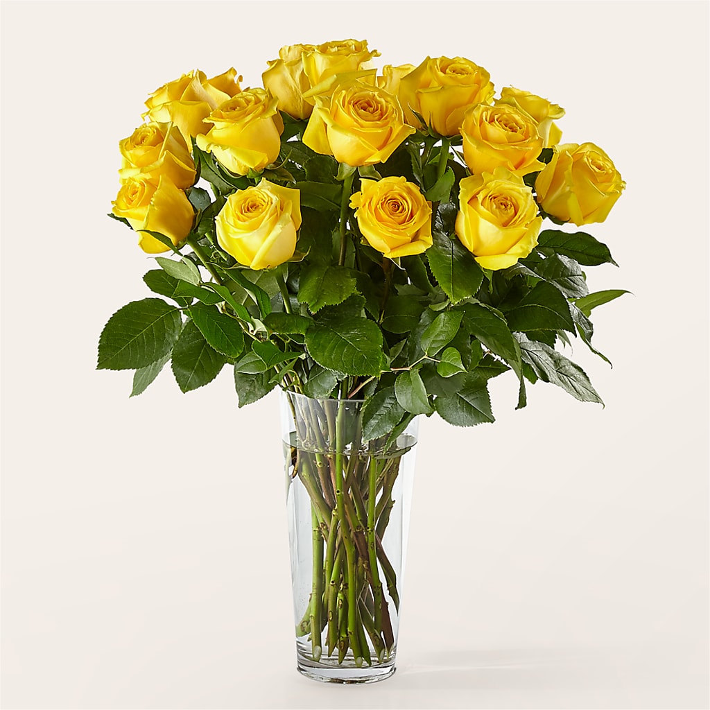 Long Stem Yellow Rose Bouquet – Petite Flower Shop, San Antonio TX