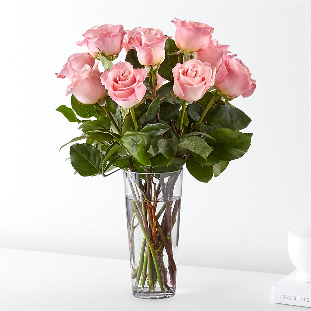 Long Stem Pink Rose Bouquet – Petite Flower Shop, San Antonio TX