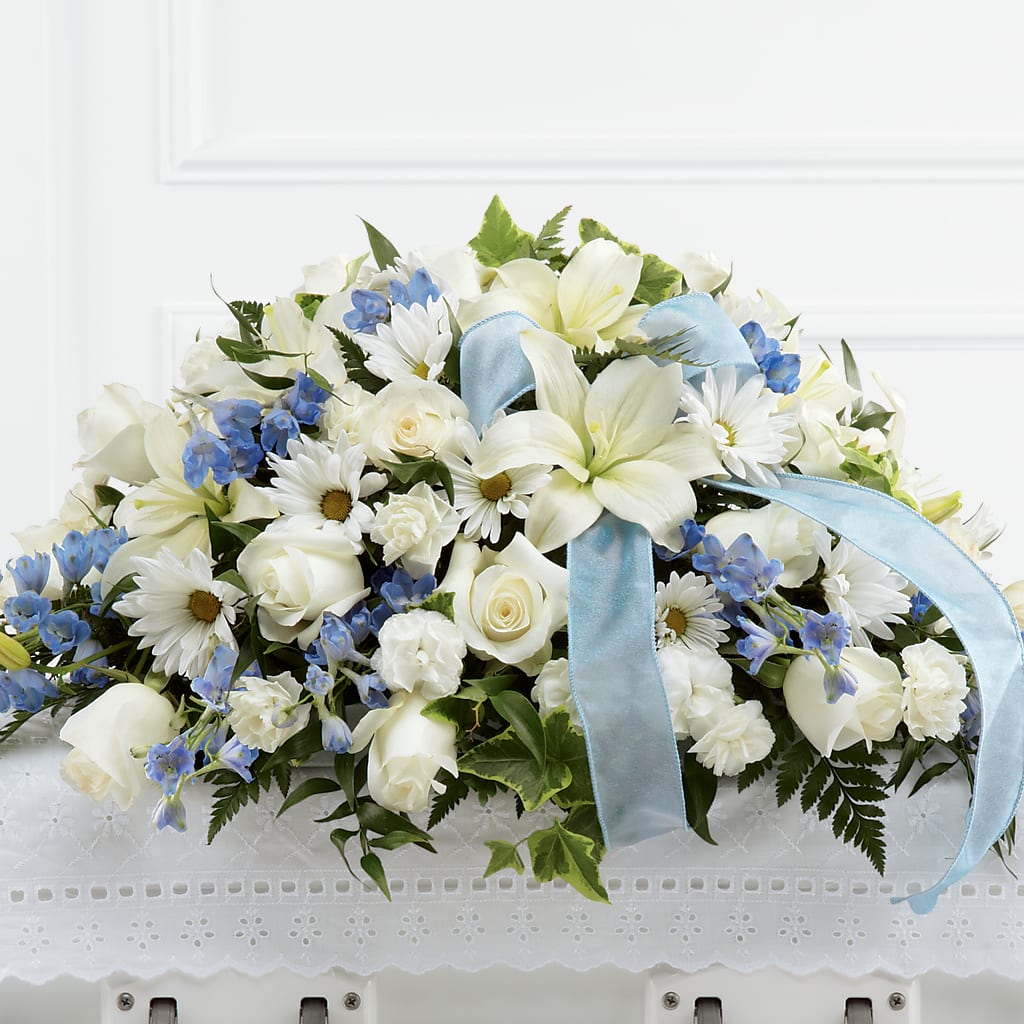 Tender Treasure Casket Spray – Petite Flower Shop, San Antonio TX