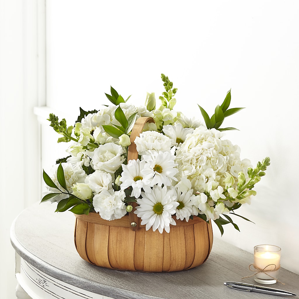 Pure Ivory Basket – Petite Flower Shop, San Antonio TX