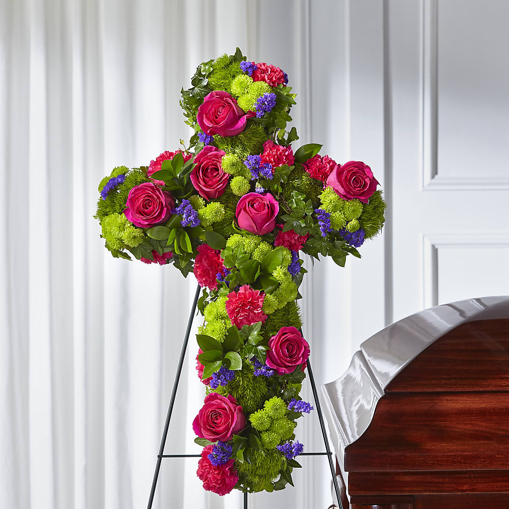 Tribute Rose Floral Cross – Petite Flower Shop, San Antonio TX
