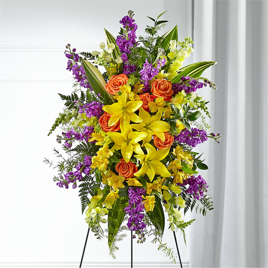 Thoughtful Prayers Standing Spray – Petite Flower Shop, San Antonio TX