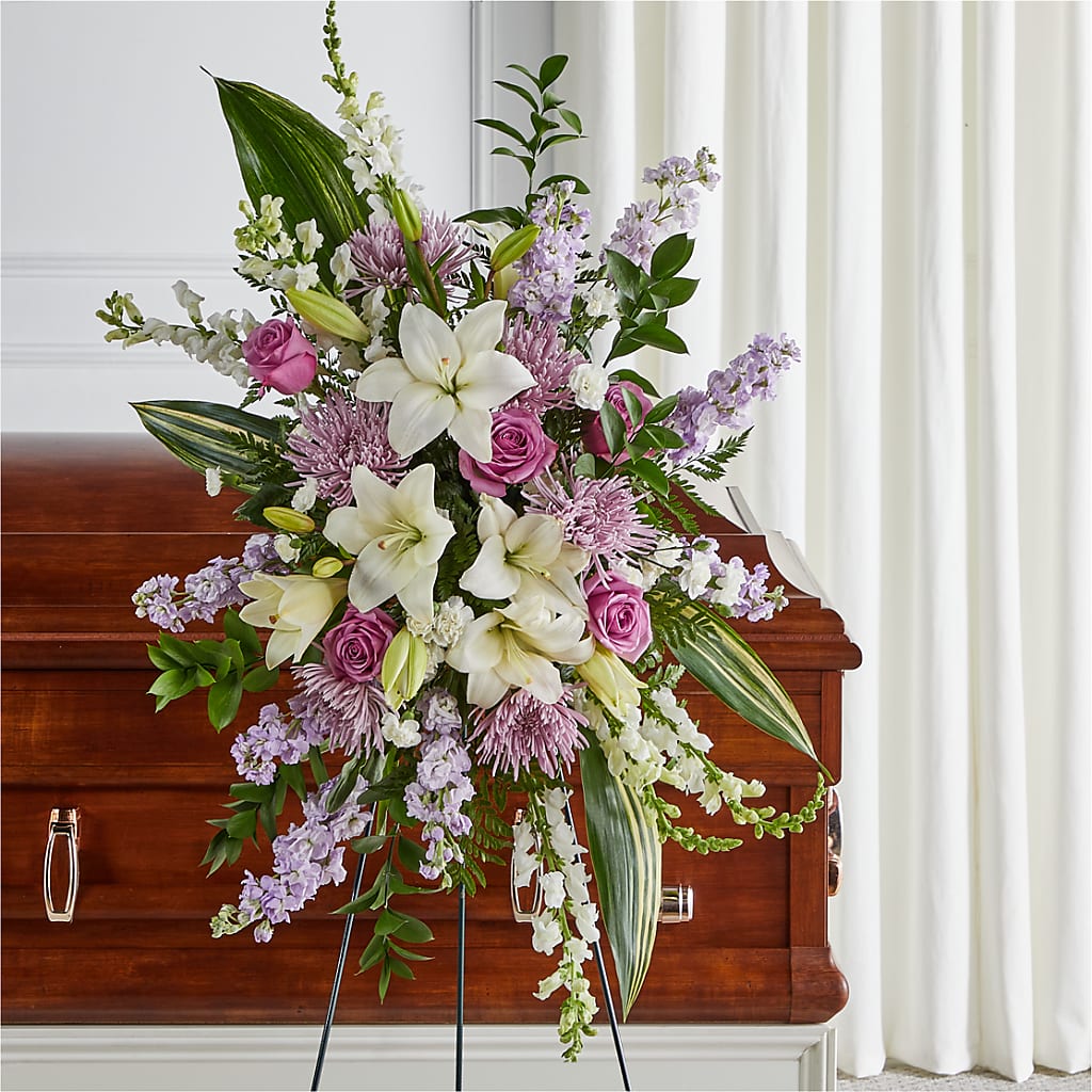 Grateful Hearts Standing Spray – Petite Flower Shop, San Antonio TX
