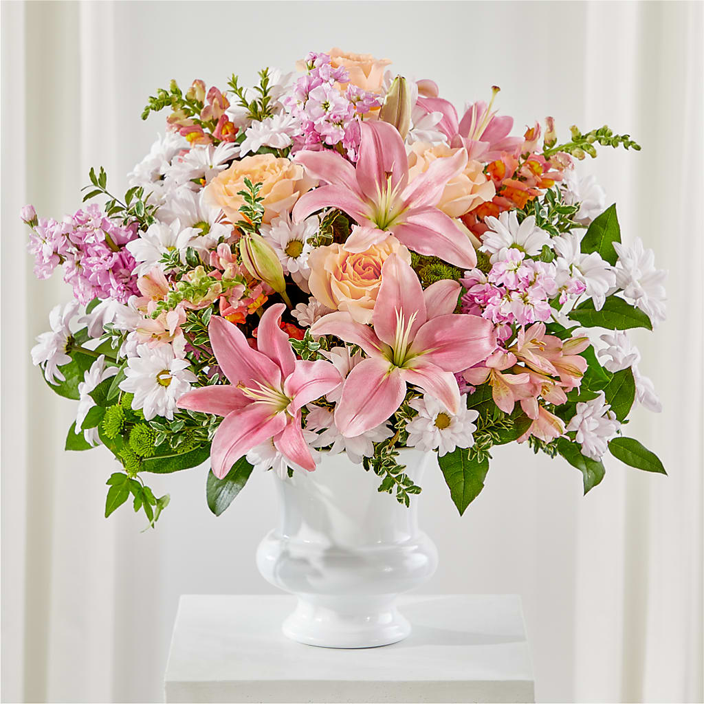 Heartfelt Gesture Urn Arrangement – Petite Flower Shop, San Antonio TX
