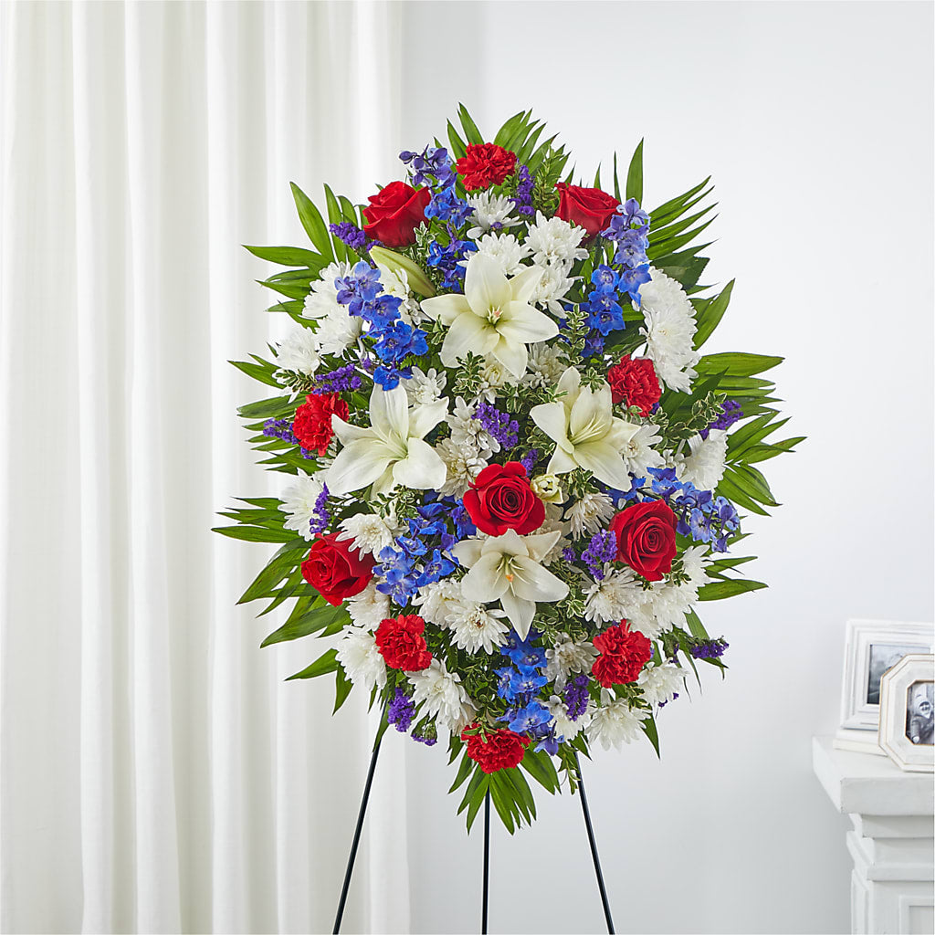 Cherished Service Standing Spray – Petite Flower Shop, San Antonio TX