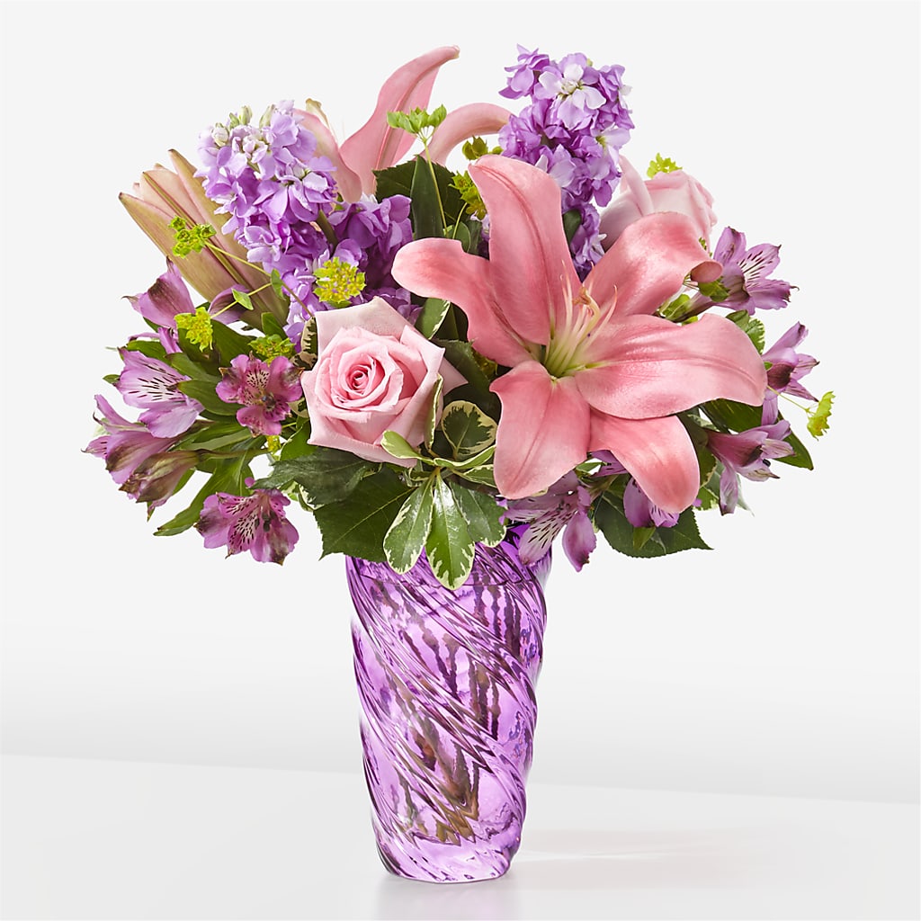 Precious Petals Bouquet with Luxe Swirl Vase – Petite Flower Shop, San Antonio TX