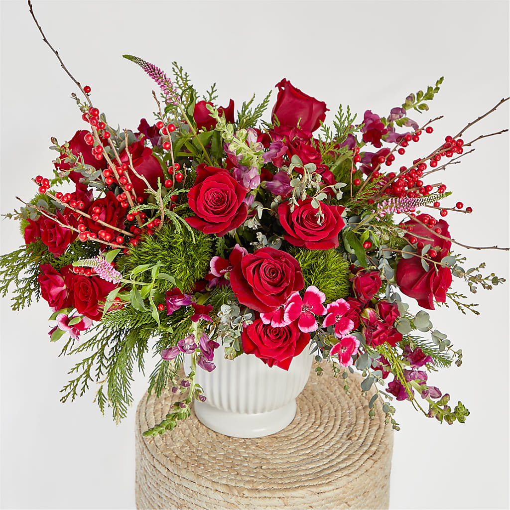 Big Red Bow Bouquet –  Petite Flower Shop, San Antonio TX