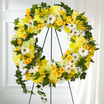 Golden Remembrance Wreath –  Petite Flower Shop, San Antonio TX