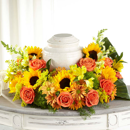 Faithful Sunflower Cremation Adornment –  Petite Flower Shop, San Antonio TX