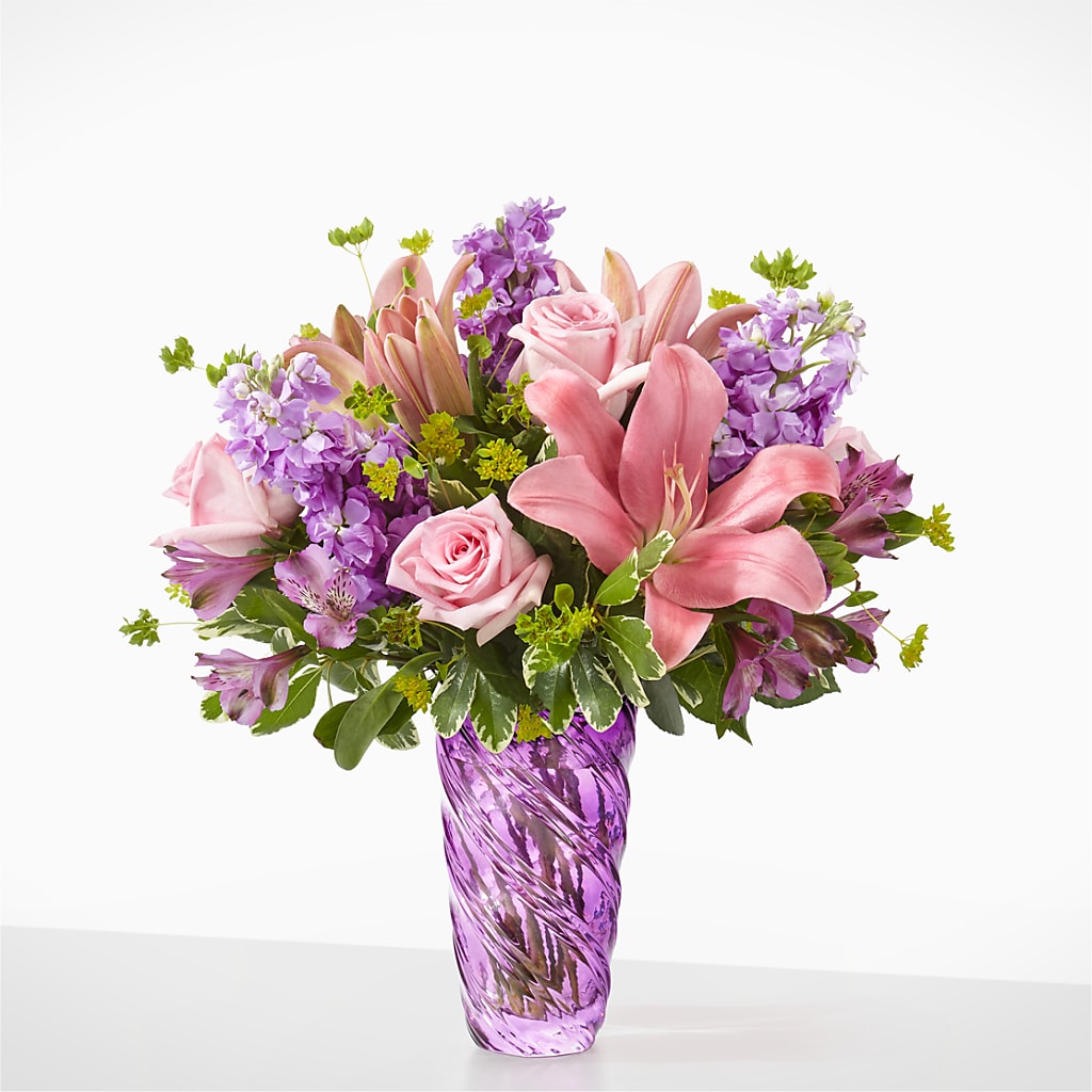 Precious Petals Bouquet with Luxe Swirl Vase –  Petite Flower Shop, San Antonio TX