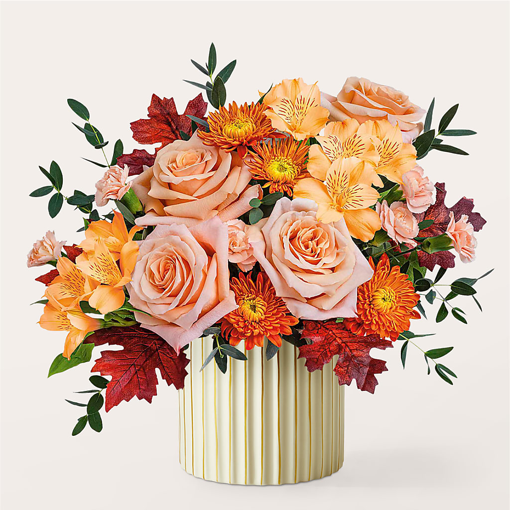 Spiced Latte Bouquet with Ivory Vase –  Petite Flower Shop, San Antonio TX