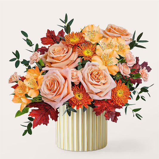 Spiced Latte Bouquet with Ivory Vase –  Petite Flower Shop, San Antonio TX