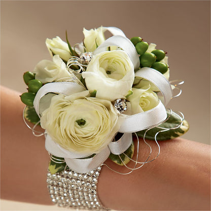 White Wedding Corsage –  Petite Flower Shop, San Antonio TX